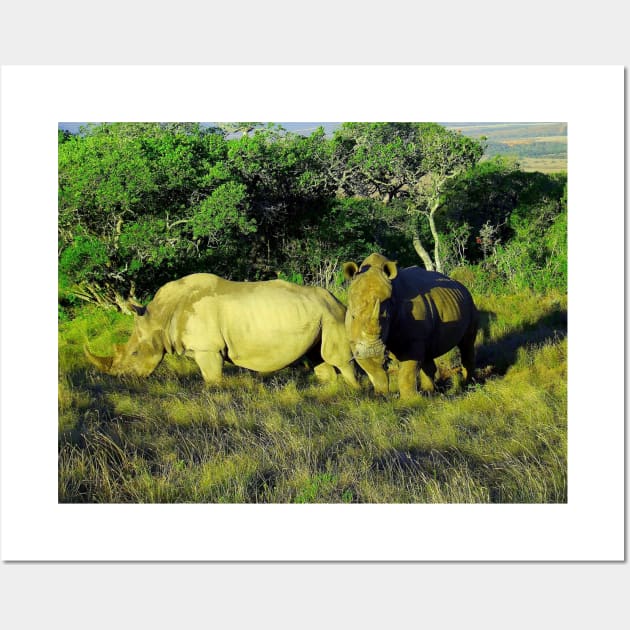 African Wildlife Photography Rhinoceros Couple Wall Art by PathblazerStudios